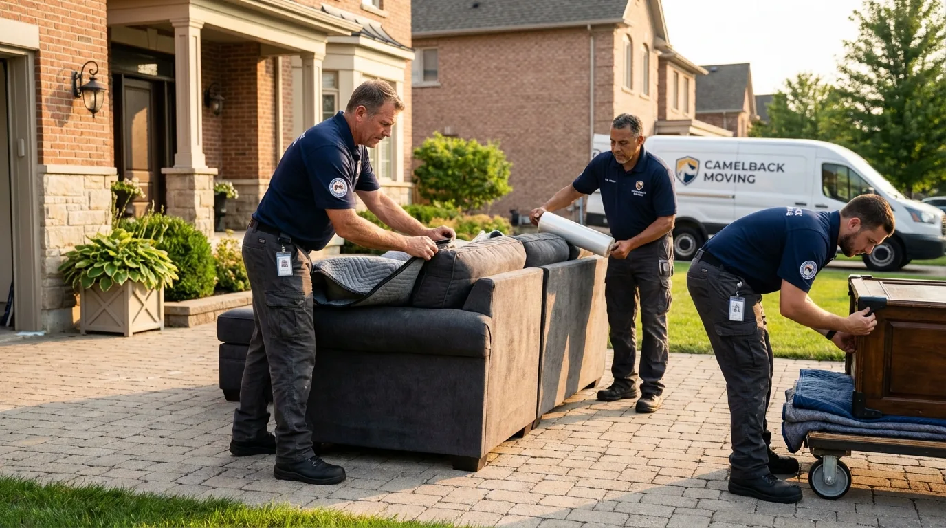 Large estate moving crew wrapping furniture in Gilbert, MN